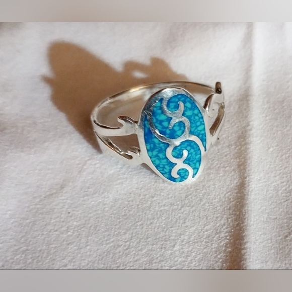 RARE!NAVAJO JESSE CLAW GENUINE TURQUOISE AND 925 SILVER RING, MARKED JC AND 925 - Picture 4 of 7